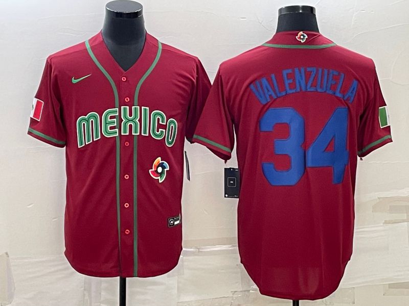 Men 2023 World Cub Mexico #34 Valenzuela Red Nike MLB Jersey18